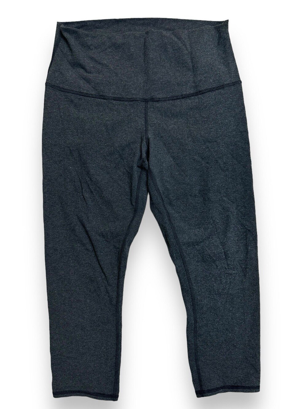 Lululemon Wunder Under Crop Roll Down Leggings Women's 10 Heathered Black Gray